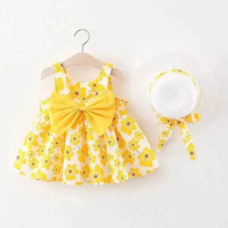 Casual Newborn Baby girl Printed Bow Princess Dress
