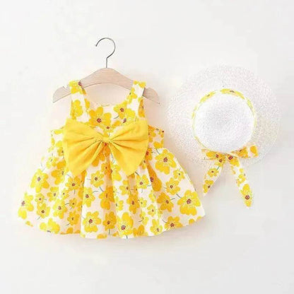 Casual Newborn Baby girl Printed Bow Princess Dress