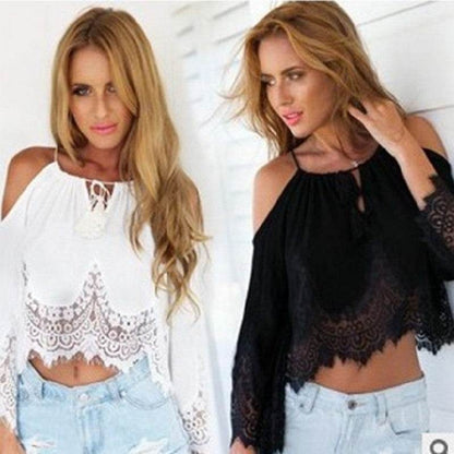 Summer Halter neck crop Lace blouse tank top