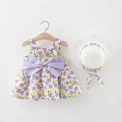 Casual Newborn Baby girl Printed Bow Princess Dress