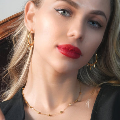 VIGO: Effortless & Essential Oval & Ball Beaded Gold Chain Necklace