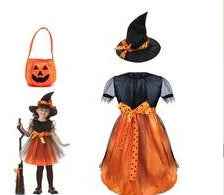 Kids Halloween Witch Costume – Girls Magical Princess Dress with Witch Style