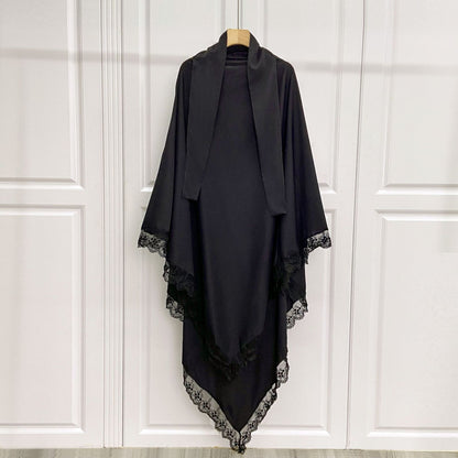 Arabic Baotou Cover Fashion Solid Color Gown Lace Headscarf