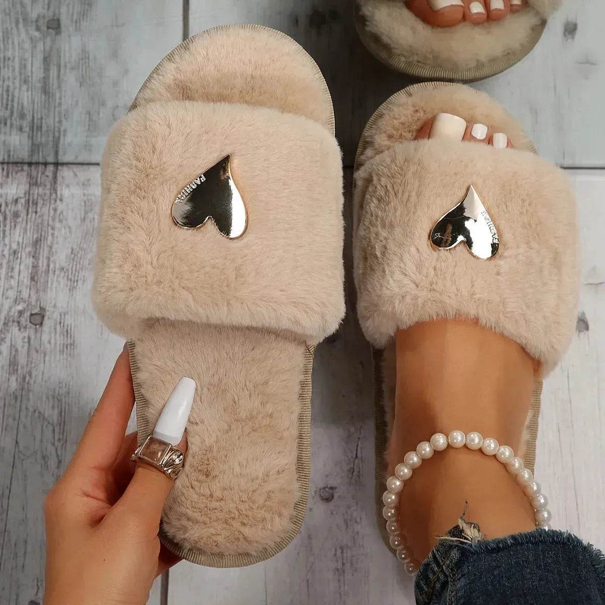 Chaussons moelleux d'hiver, chauds, en fourrure, pour femmes, chaussures en peluche, pantoufles d'intérieur, tongs rembourrées en polaire pour le salon et la chambre.