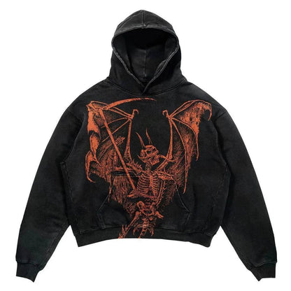 Men's And Women's Fashion Punk Design Fleece Printed Hoodie top