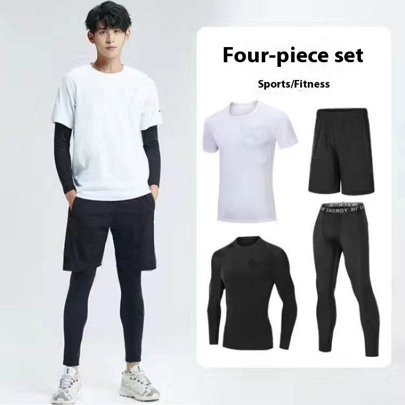 Fitness apparel - Quick Drying Workout clothes for men 4pcs Gym set wear