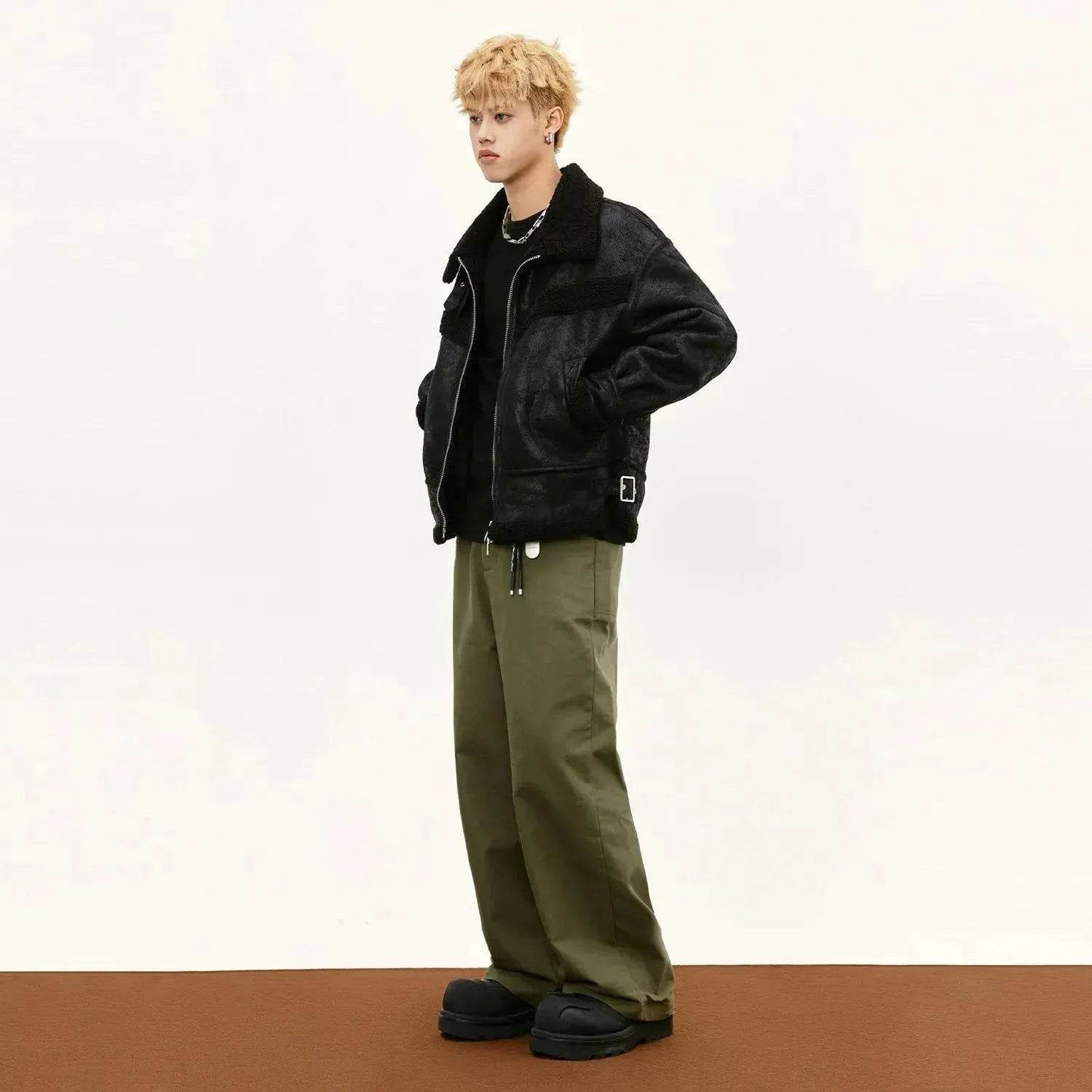 Veste-manteau en coton à boucle tout-en-un pour homme