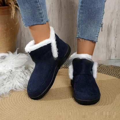 Insulated Cotton-padded Boot Shoes  Flat Bottom Solid Color Fleece Lined perfect for winter