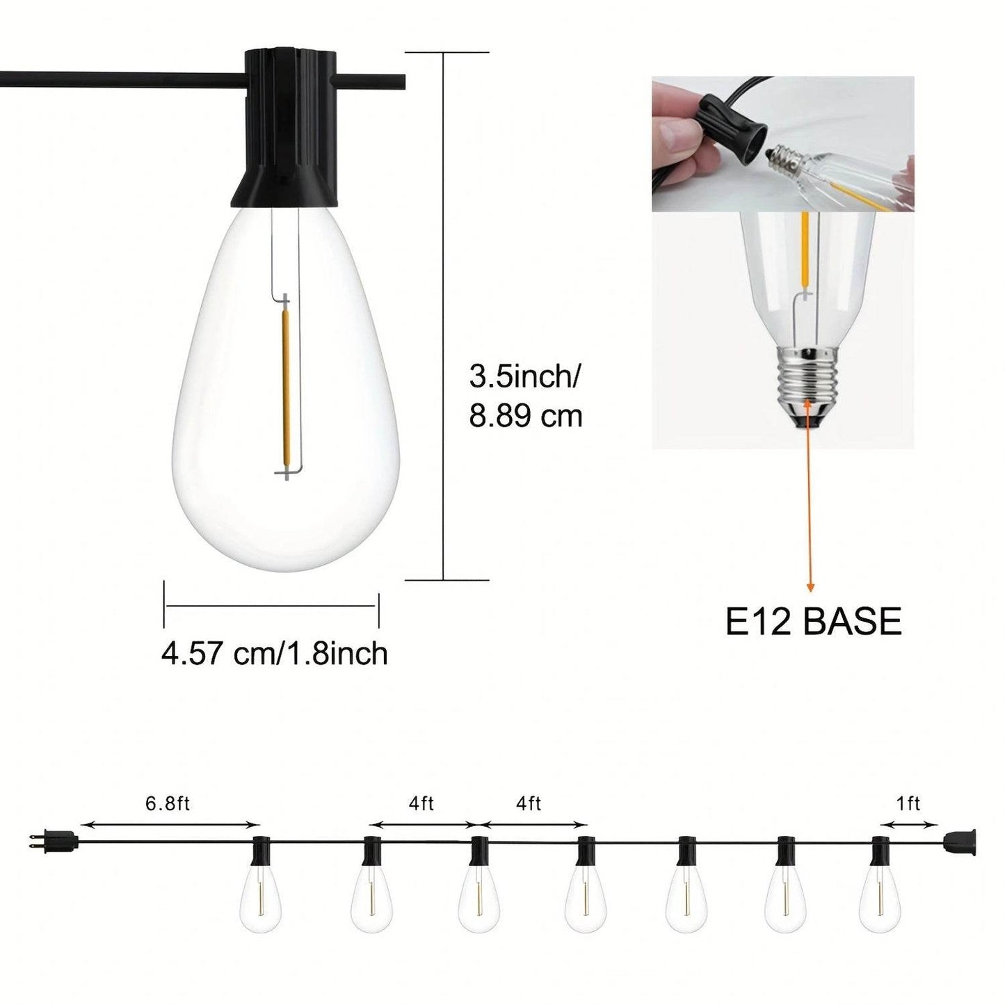 High Voltage Direct Insertion S14 Light String Party Light