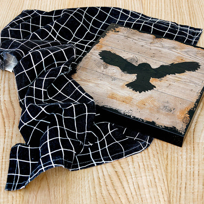 B&W Crinkled Flour Sack Tea Towels - Set/3