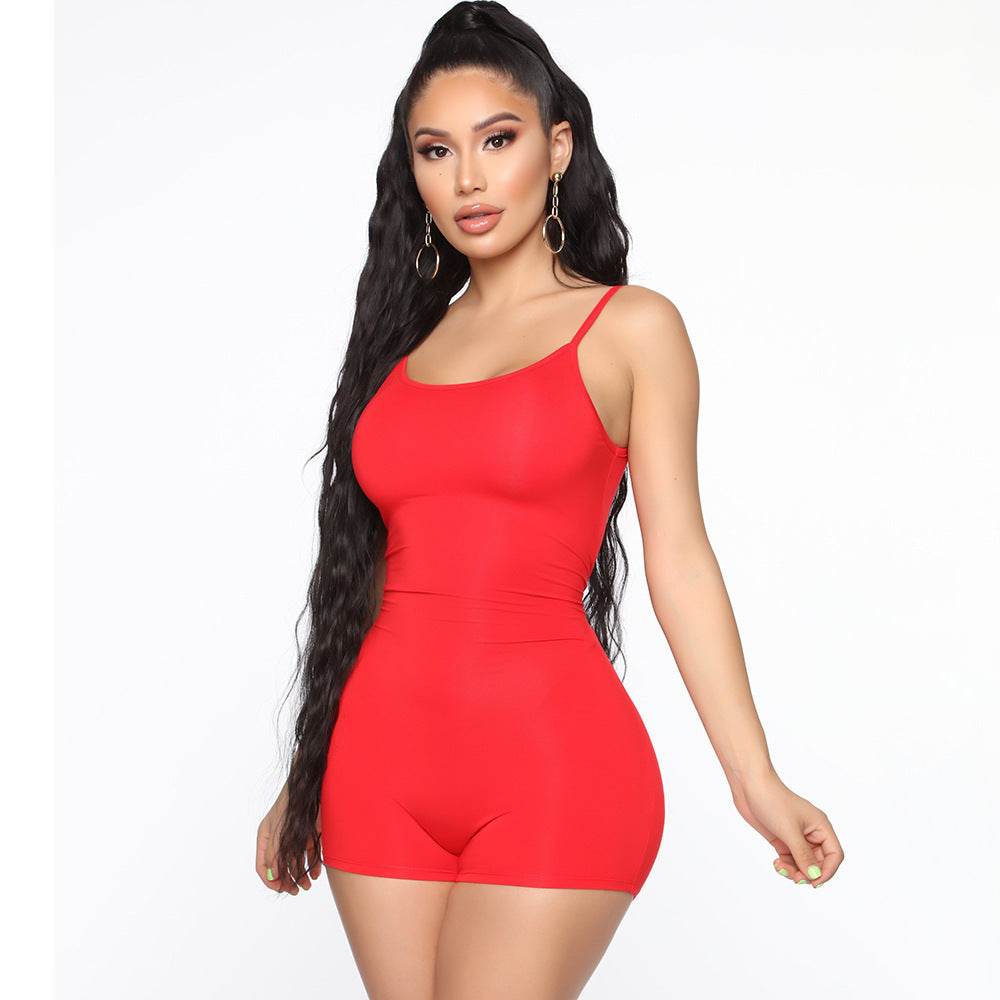 Women's One piece Athleisure wear Sleeveless Suspender Workout Yoga Short Jumpsuit