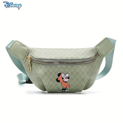 1pc Disney Mickey Cartoon Fanny PU Material Pack, Adjustable Strap Waist Bag With Fashion Zipper, Suitable For Sports & Outdoor Activities