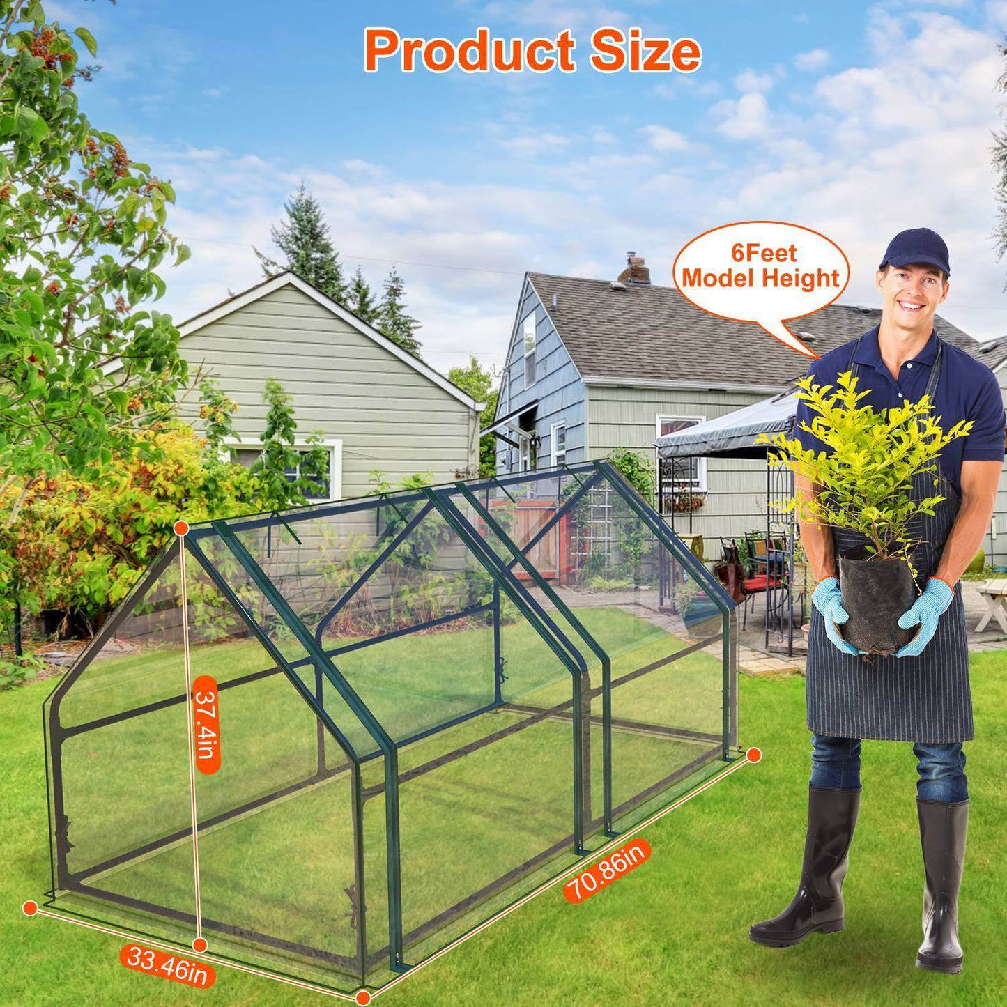 1 mini serre portable de 180x85x95 cm avec portes roulantes zippées, couvercle en PVC imperméable et résistant aux UV, pour jardin intérieur ou extérieur, patio, cour.