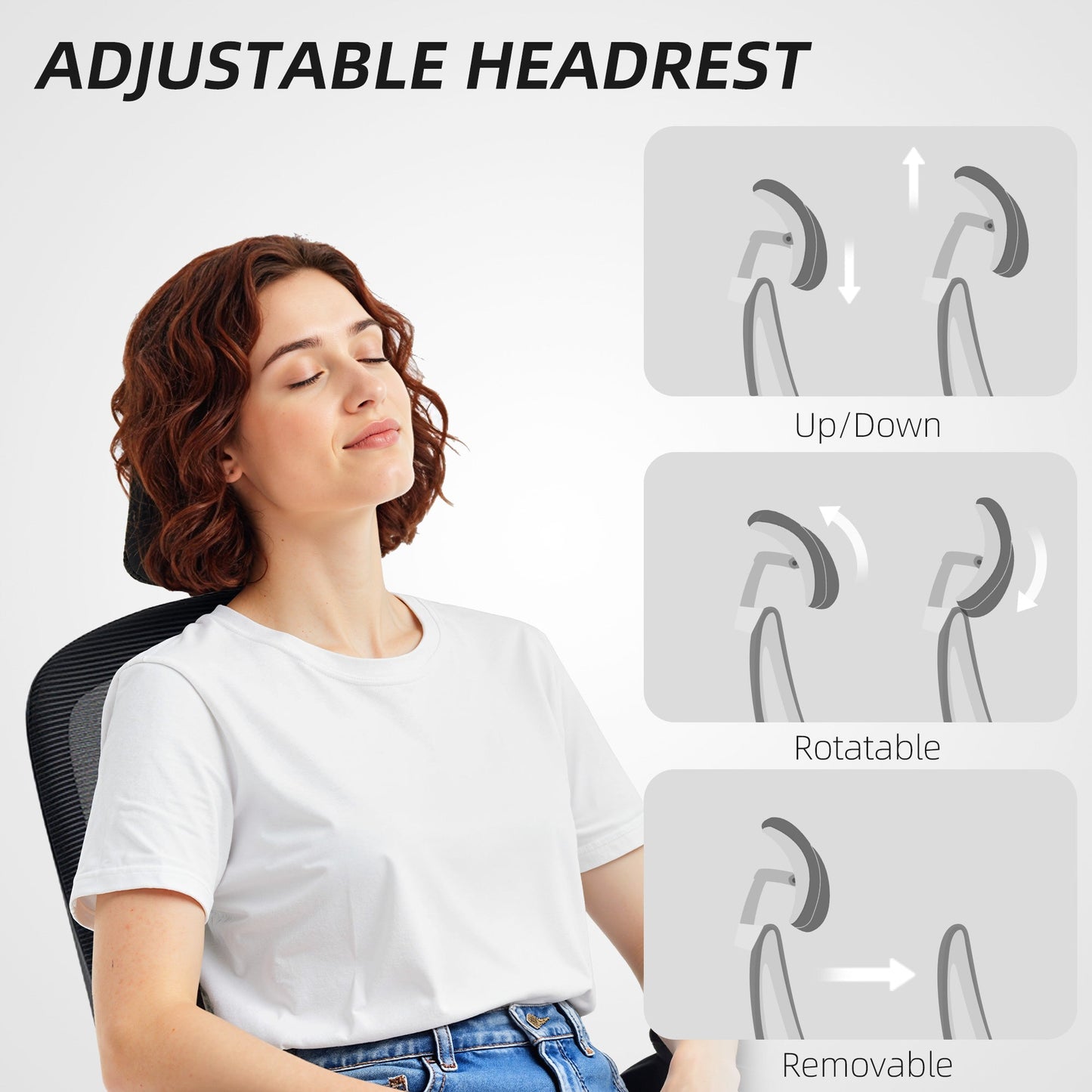 Owen Ergonomic Mesh Office Chair with High Back, Rotatable Headrest, Flip-Up Armrests and Lumbar Support-Black
