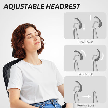 Owen Ergonomic Mesh Office Chair with High Back, Rotatable Headrest, Flip-Up Armrests and Lumbar Support-Black