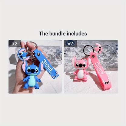 1pc Disney Lilo & Stitch Keychain, 3D Cartoon Character Charm, Ideal For Backpack, Car Keys Bag Charms, Birthday Party Favors