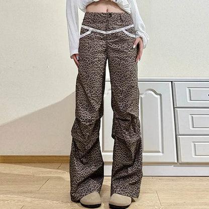 Slim Woven Leopard Print Casual Pants For Women