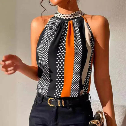 Women's Polka Dot Top Halter Neck – Classy & Elegant Style