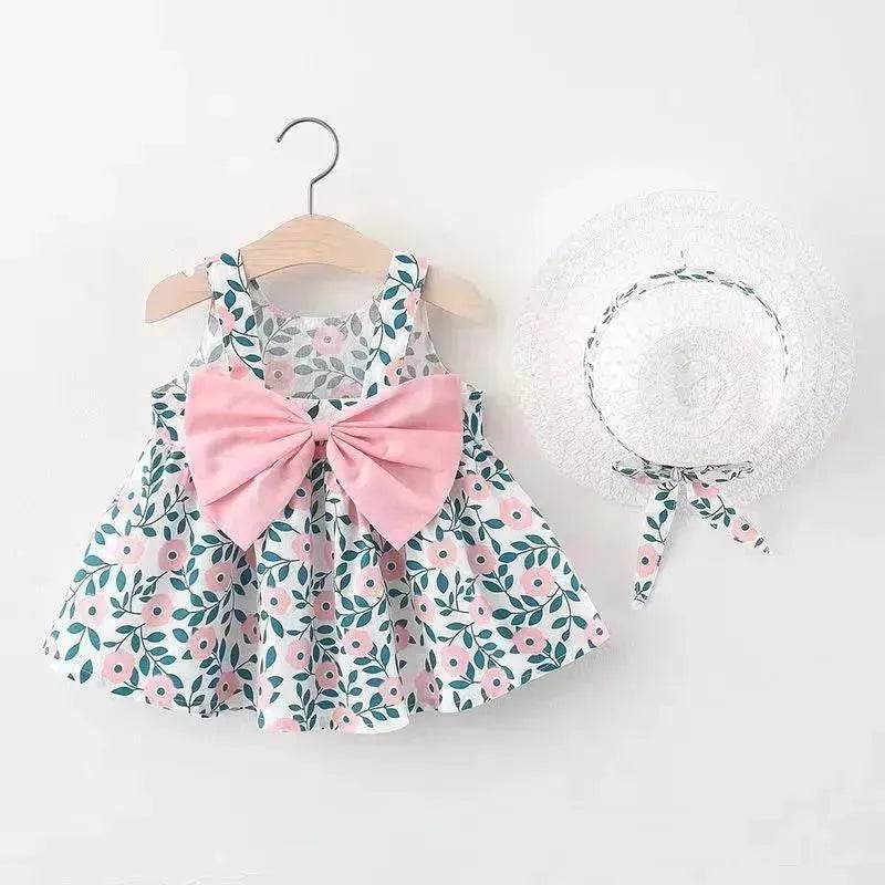 Casual Newborn Baby girl Printed Bow Princess Dress
