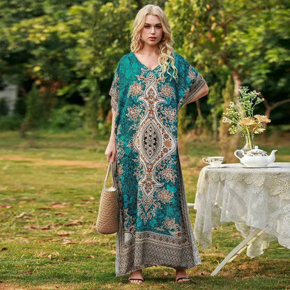Women's Middle East Plus Size Loose Robe Seaside Resort Dress Maternity Dress
