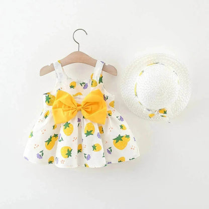 Casual Newborn Baby girl Printed Bow Princess Dress