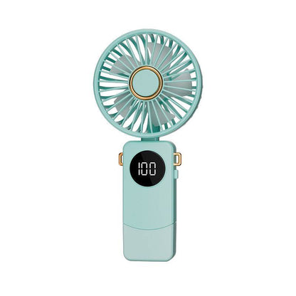Handheld Fan Digital Display Hanging Neck Folding Charging
