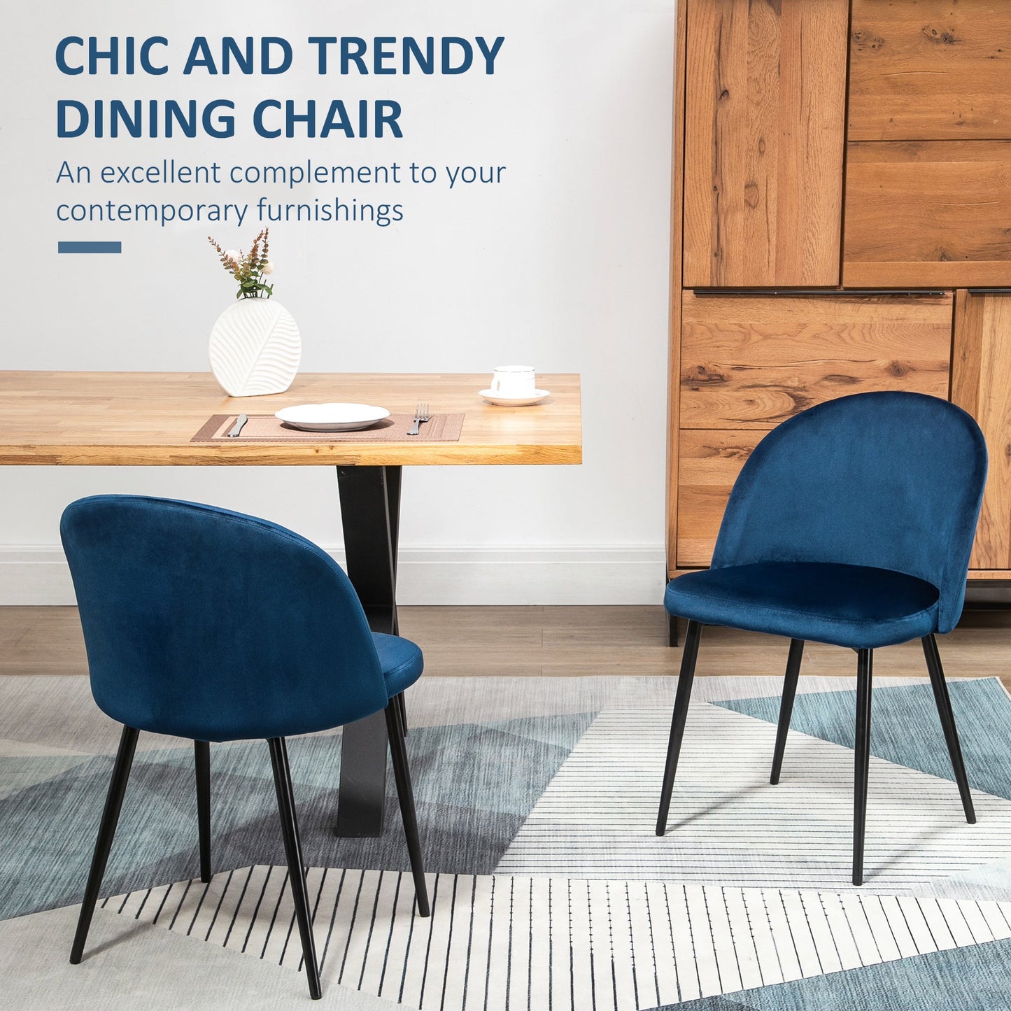 Dylan Set of 2 Mid-Back Dining Chairs-Dark Blue