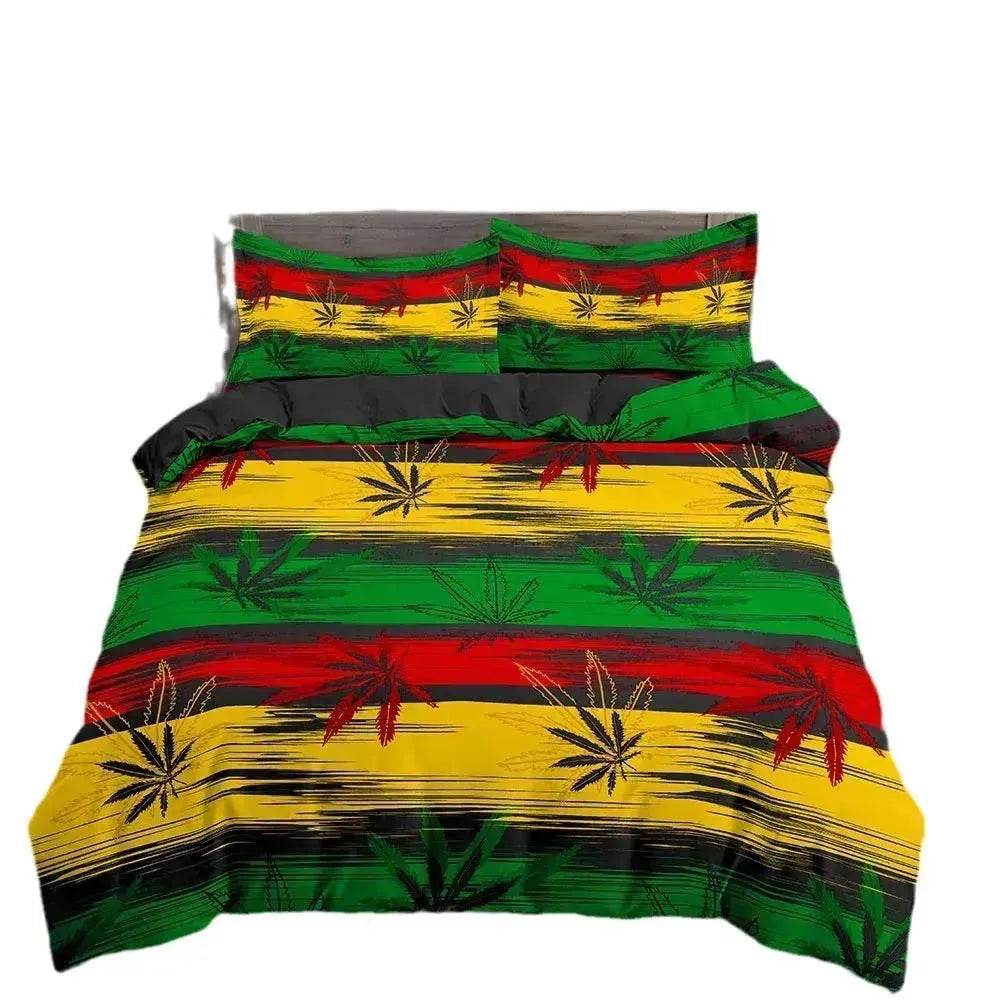 Parure de lit Feuille de Cannabis Psychédélique Colorée