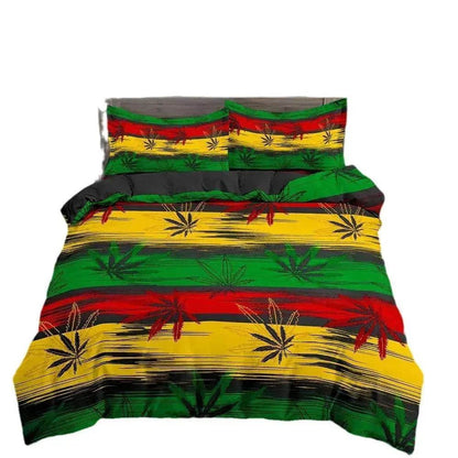 Parure de lit Feuille de Cannabis Psychédélique Colorée