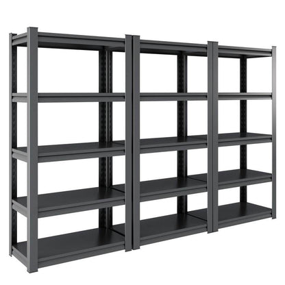 Étagères métalliques à plusieurs niveaux pour le rangement, étagères de garage, 907 kg, étagères de rangement robustes, étagères de garage réglables, unité d'étagères industrielles, support utilitaire de rangement, noir