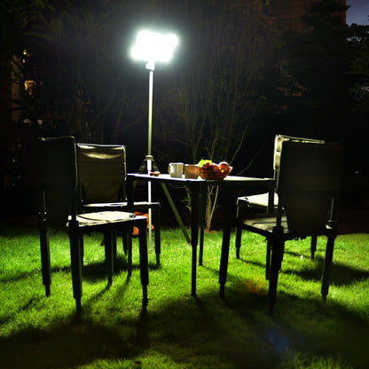 TRU De-LIGHT WHITENIGHT Projecteur LED Solaire / Secteur / DC Multiusage - Lumière Principale pour Jardin, Camping + 4 Lampes Latérales Amovibles Multimodes Indépendantes / Trépied + Sac de Transport