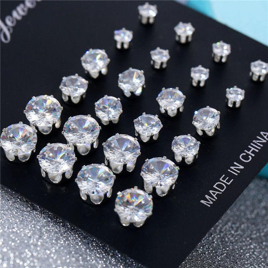 Ensemble de clous d'oreilles en cristal blanc