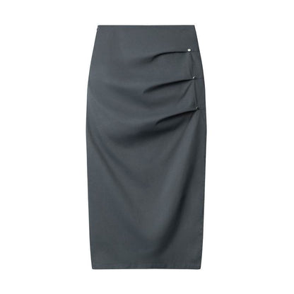 Retro  Design Casual Temperament Side Slit long Pencil Skirt for work
