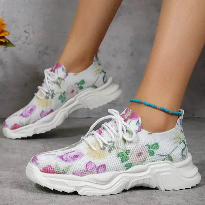 Chaussures de course pour femmes Flower Sports Baskets plates tendance