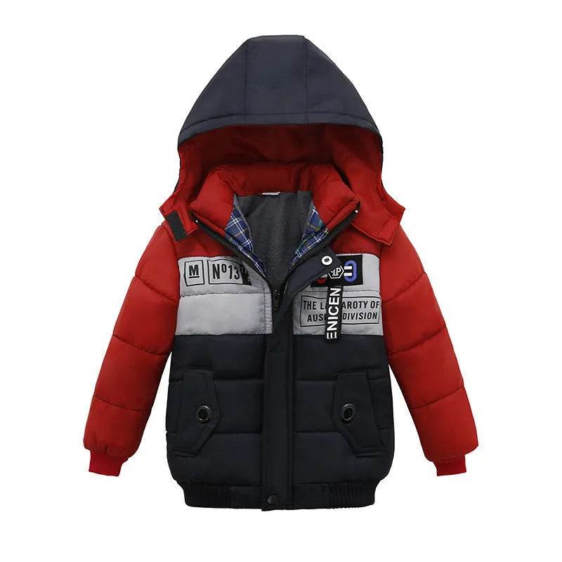 Small Medium-Sized Boys Cotton-Padded Fur Hoodie Winter Jackets for kids