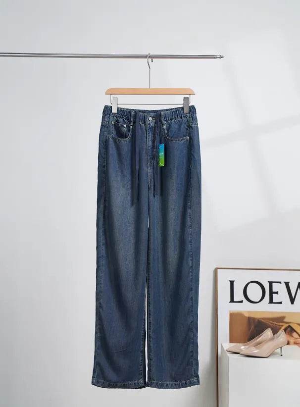 High Waist Elastic Baggy Jeans Pant For Women