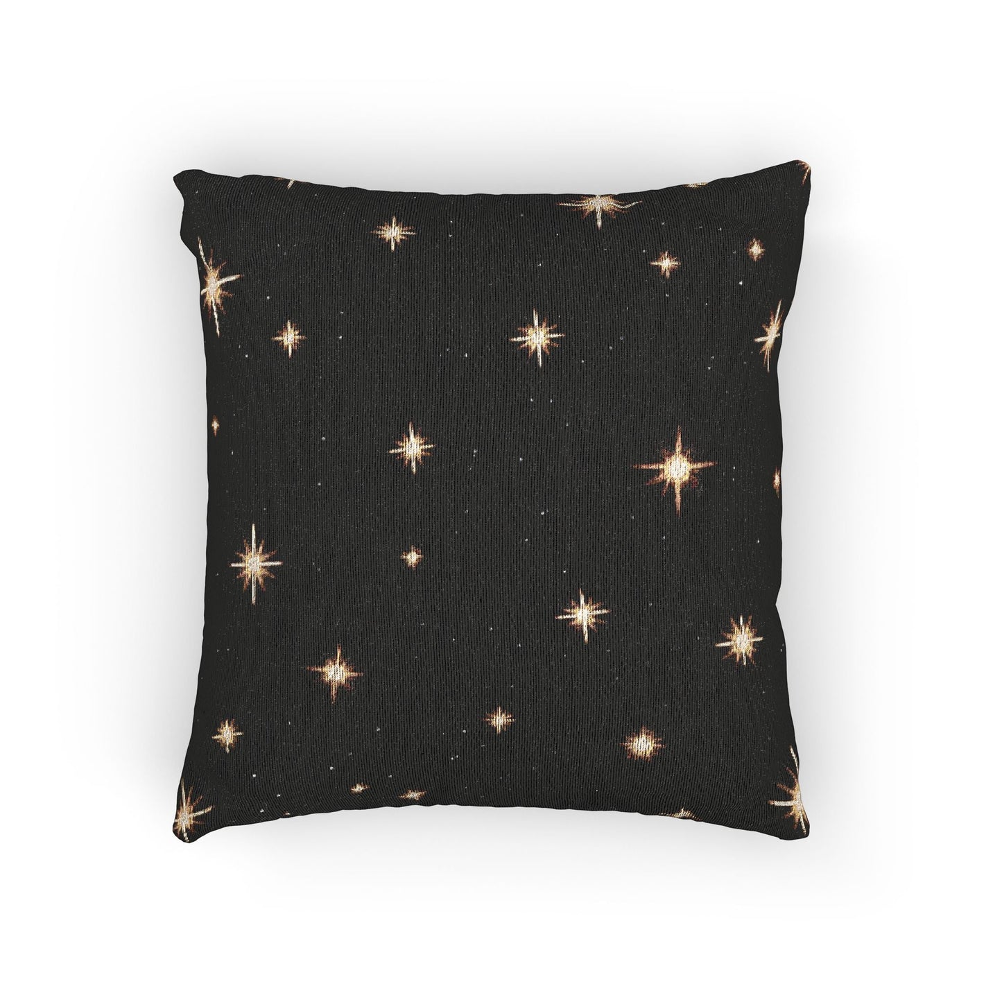 Starry Night Sparkle Woven Pillow | Black Cross-Stitch Stars