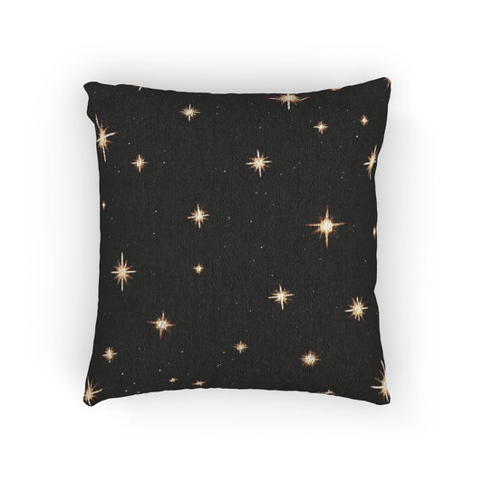Oreiller tissé Étincelle Nuit Étoilée | Étoiles au point de croix noires