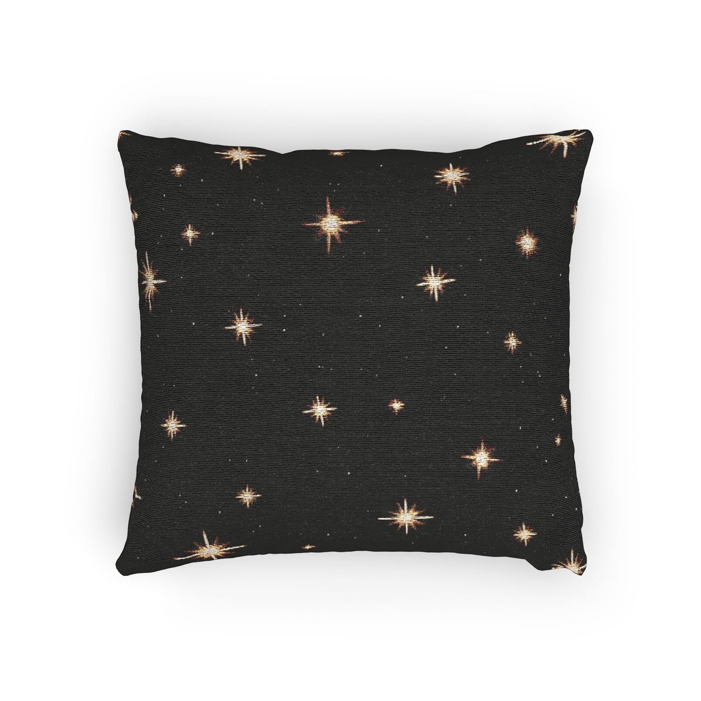 Starry Night Sparkle Woven Pillow | Black Cross-Stitch Stars