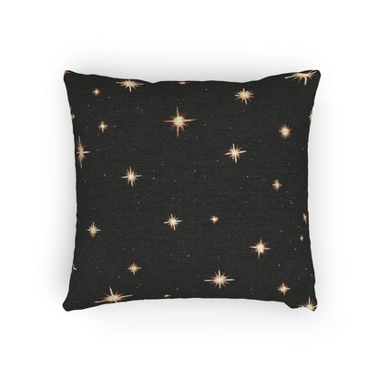 Starry Night Sparkle Woven Pillow | Black Cross-Stitch Stars