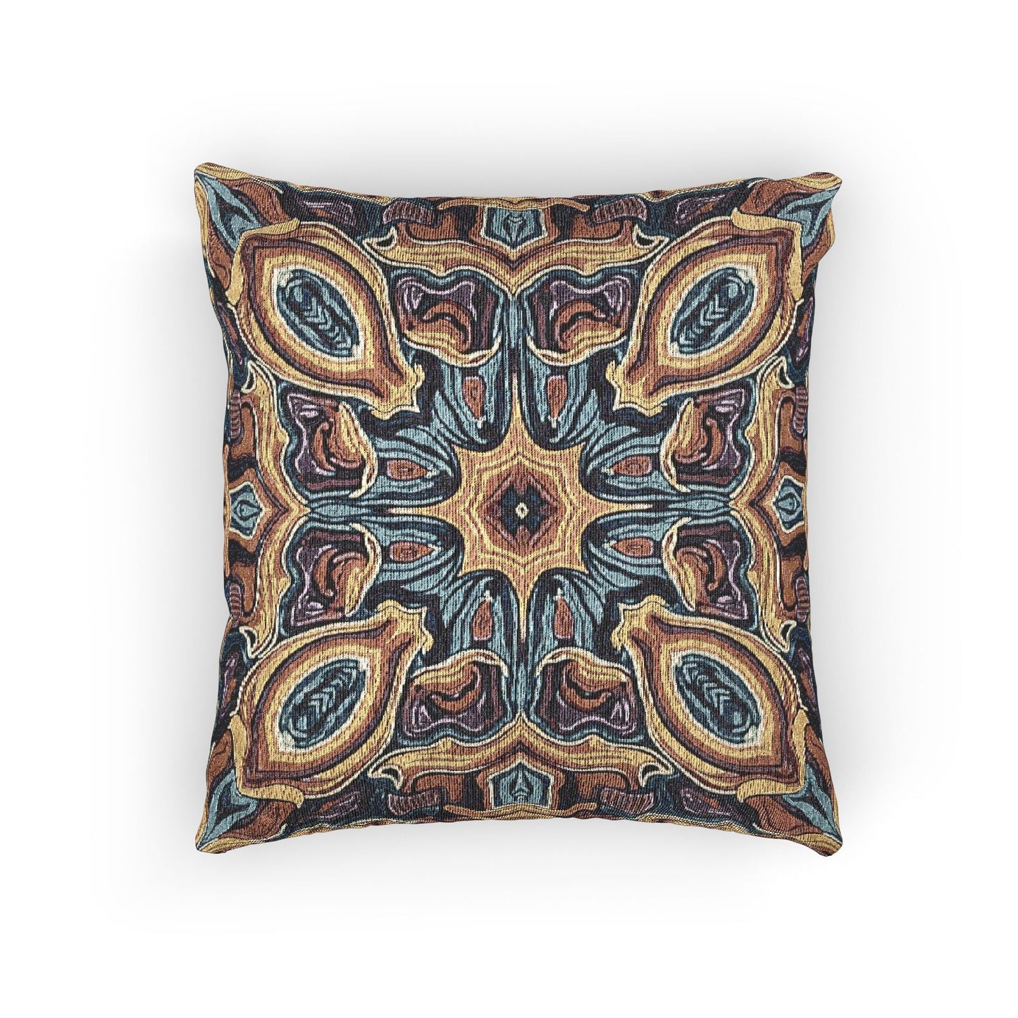 Bohemian Woven Pillow – Mosaic Medallion Decorative Throw Cushion