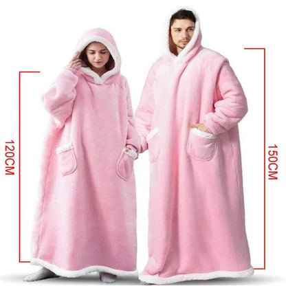 Fleece Oversized Hoodie Blanket Winter Warm Home Clothes Women Men Oversized Pullover With Pockets