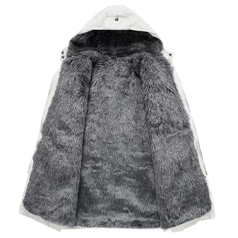 Women's Wool-Lined Mid-Length Cotton Coat – Detachable Lining Long-Sleeve Outerwear
