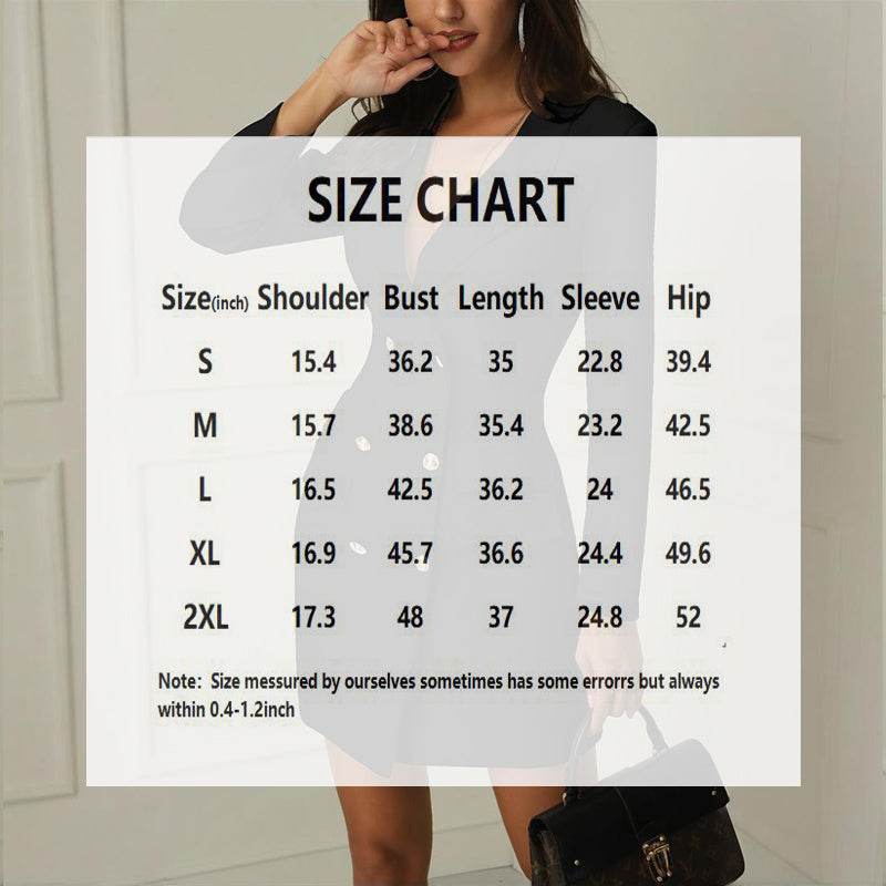 Robe blazer élégante pour femme à manches longues et col en V profond, idéale pour le bureau