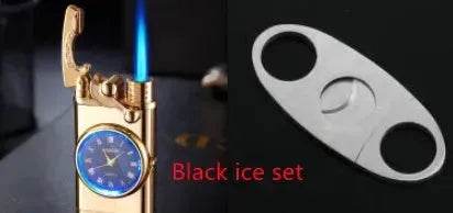 New Lighter With Electric Watch Rocker Arm Automatic Ignition Straight Blue Flame Lighter Creative Real Dial Inflatable Windproof Cigar Lighter Men's Watch Gift