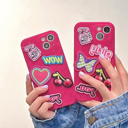 Embroidered Love Cherry Patch iphone Case women