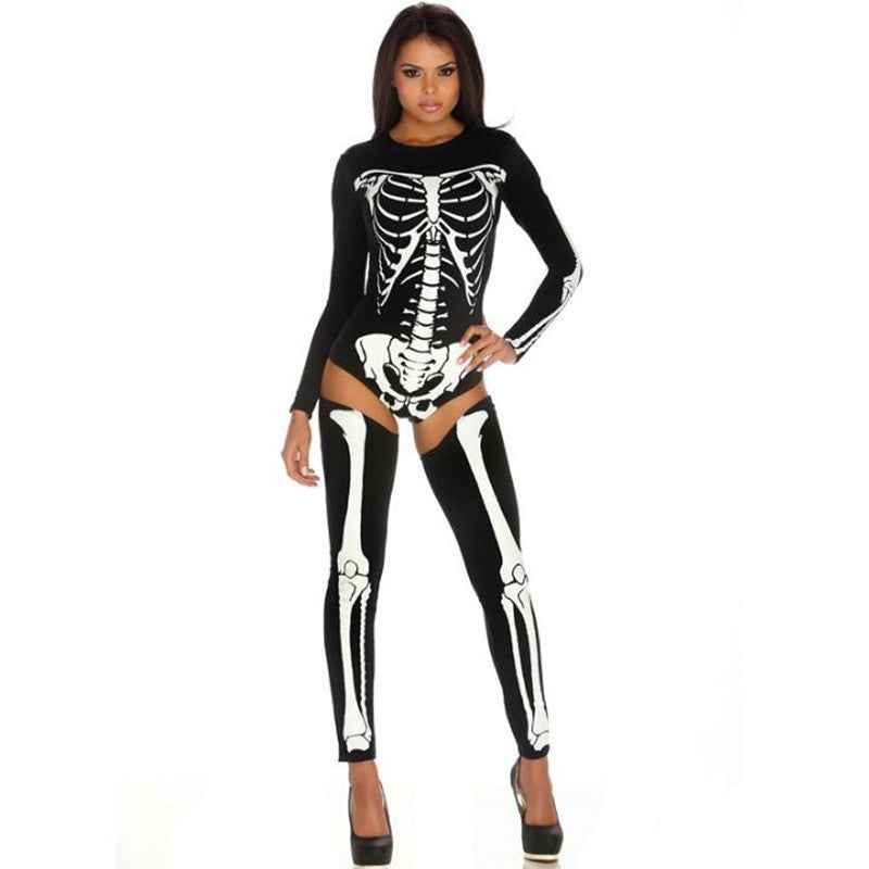 Halloween Skull Zombie Costume – Scary Skeleton Cosplay Outfit for Adults