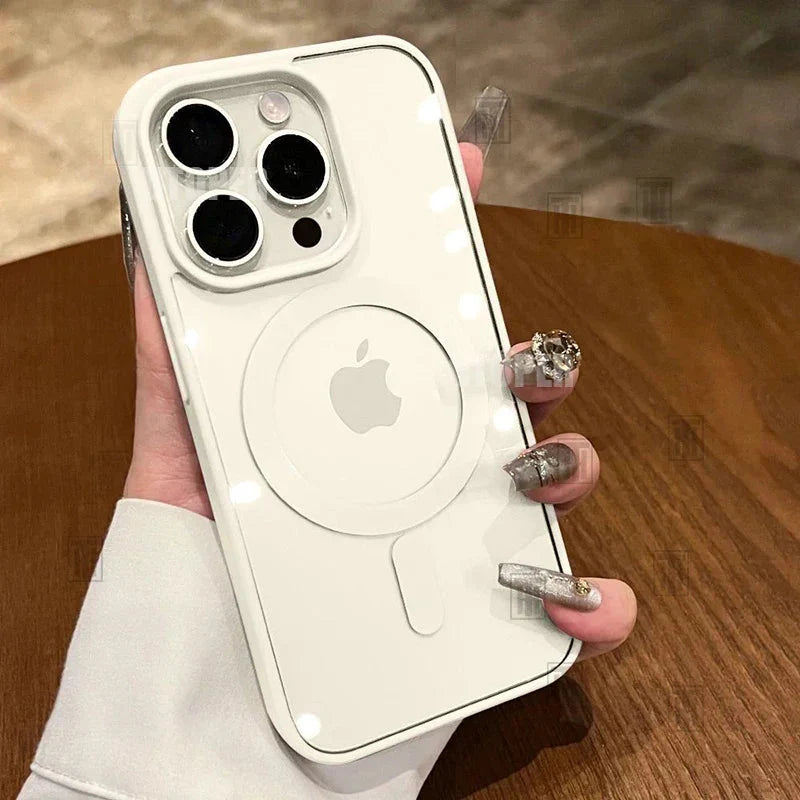 Pink Transparent Acrylic Case for Iphone 17 Air 16 15 14 13 12 11 Pro Max plus Hard Shockproof Powerful Magnetic Magsafe Cover