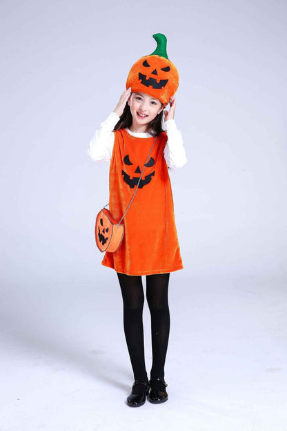 Girls Halloween Dance Costume – Pumpkin Dress Outfit for Kids Party Performance
