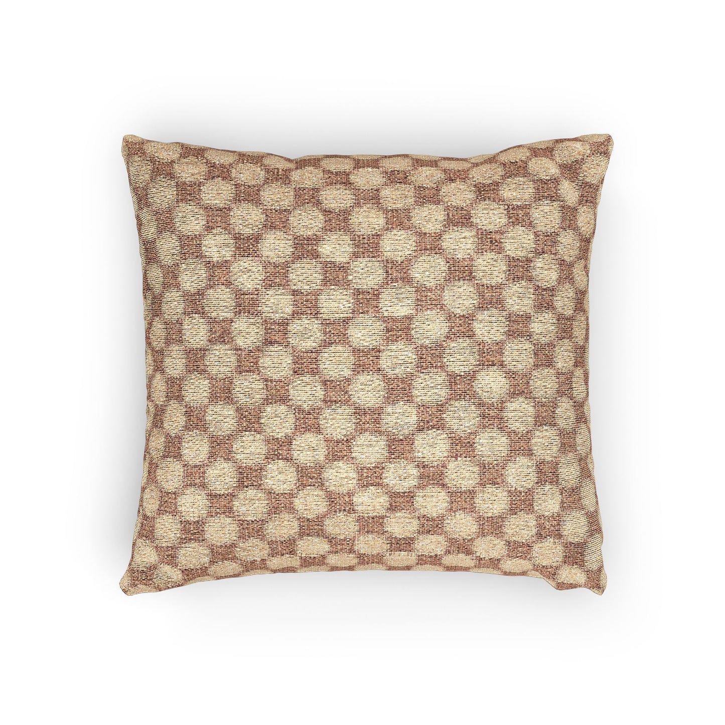 Woven Checkered Pattern Pillow | Neutral Brown Geometric Throw Pillow